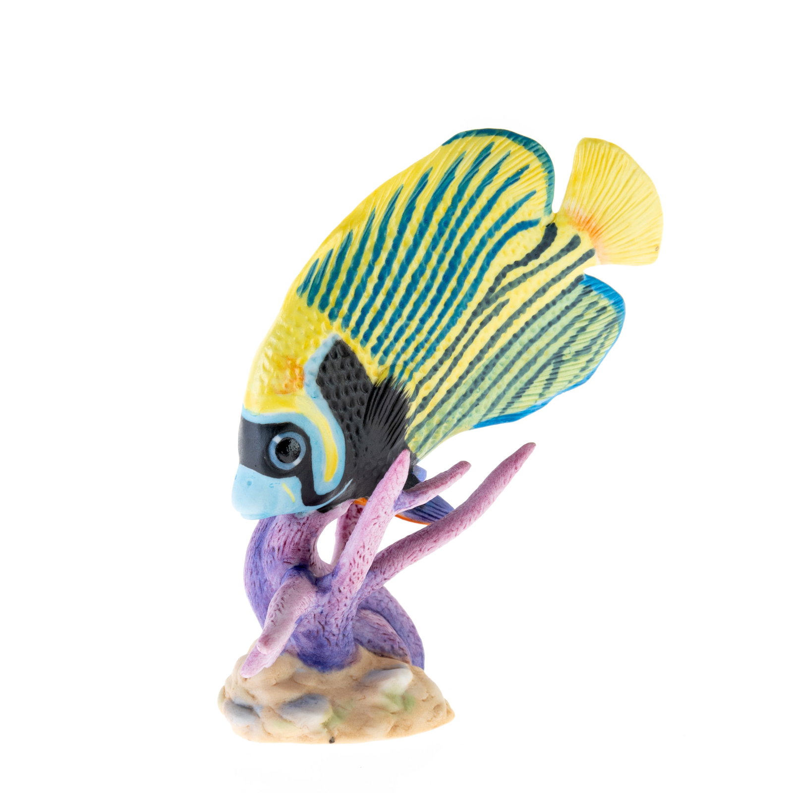 FRANKLIN MINT HAND-PAINTED PORCELAIN EXOTIC FISH FIGURE: (HEIGHT) 8CM.From a collection of Wedgwood and other selected ceramic/porcelain objects. Kindly examine all photographs provided in this listing or ask for a condition report. All items offered are in