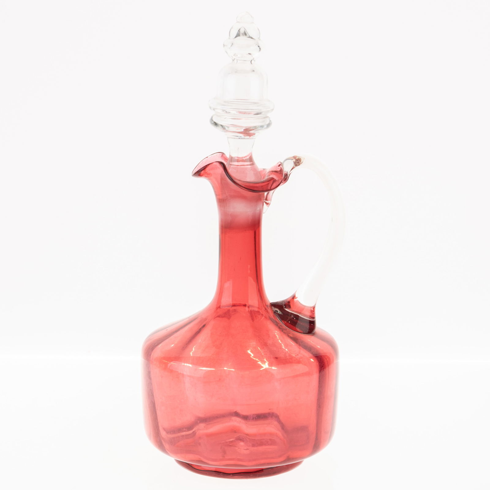 ANTIQUE VICTORIAN CRANBERRY GLASS DECANTER 19TH CENTURY (1 of 3)