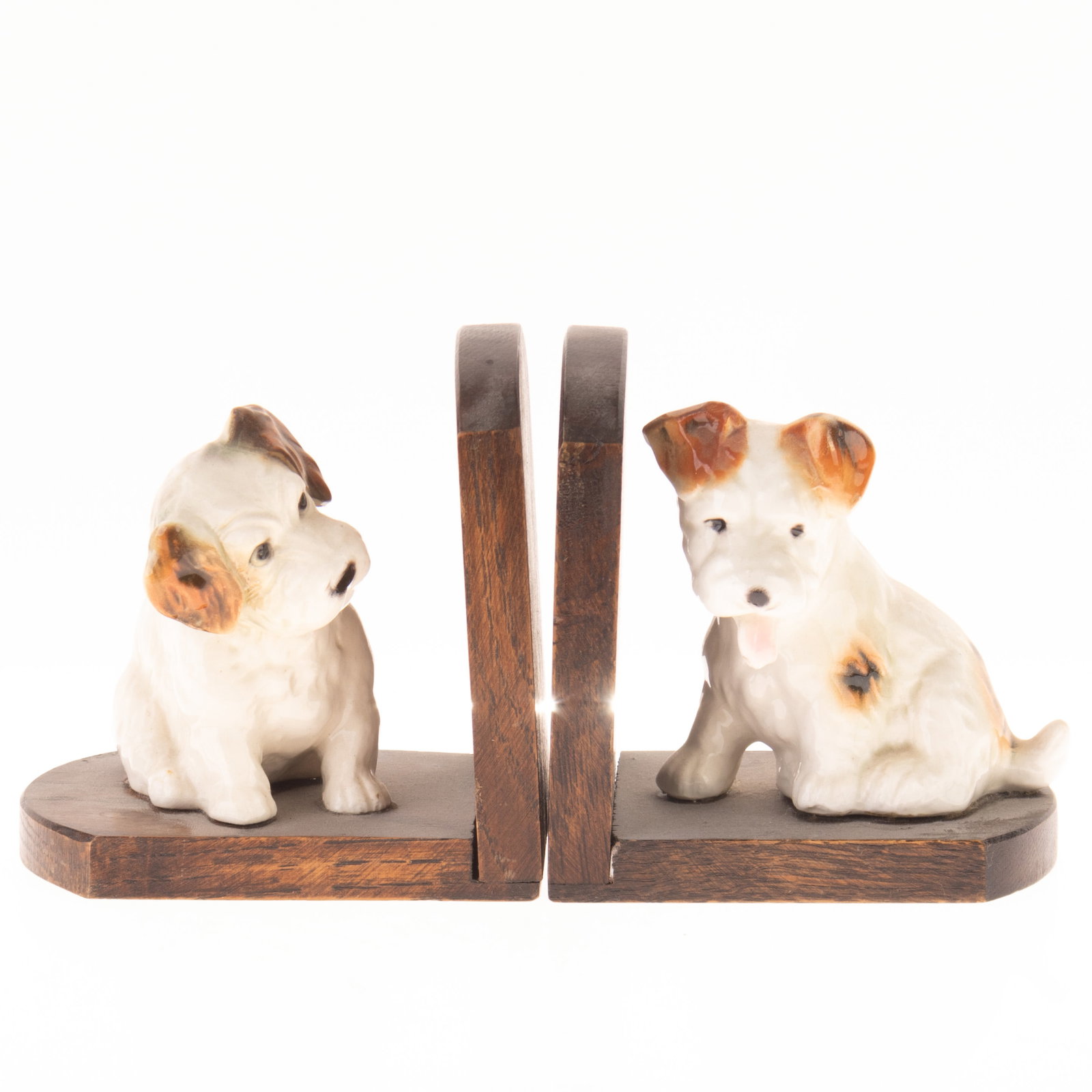 ANTIQUE PORCELAIN CERAMIC DOG BOOKENDS: Kindly examine all photographs provided in this listing or ask for a condition report. All items offered are in generally good, pre-owned condition, unless otherwise specifically described. The item i