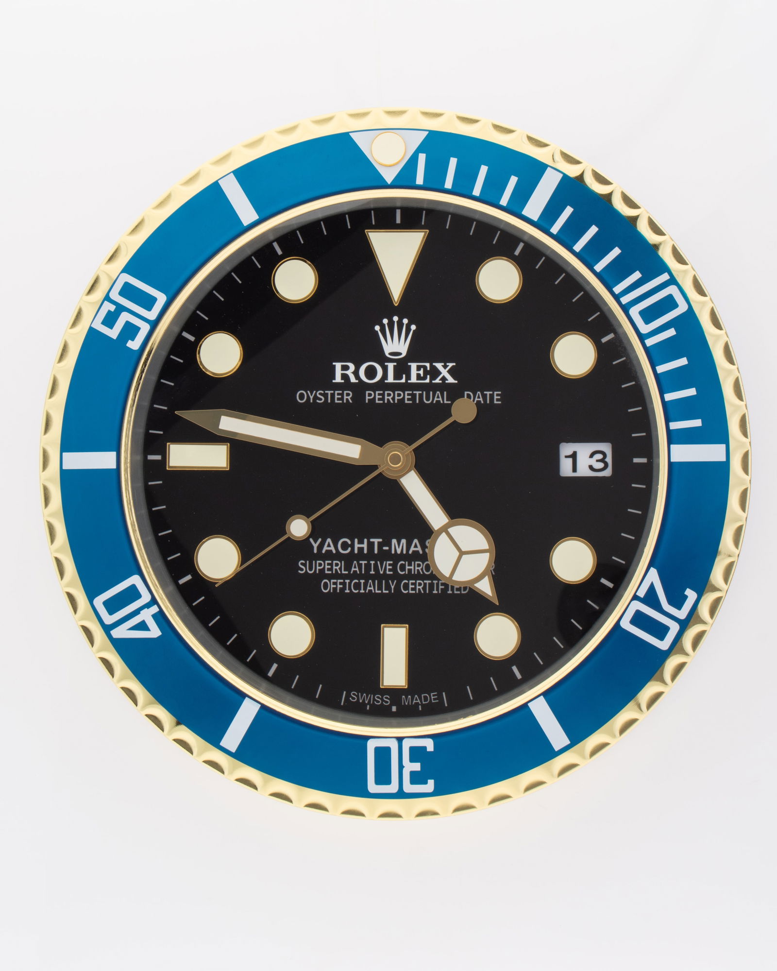 ROLEX GOLD, BLUE & BLACK YACHT MASTER AUTHORISED WATCH DEALERSHIP CLOCK (1 of 1)