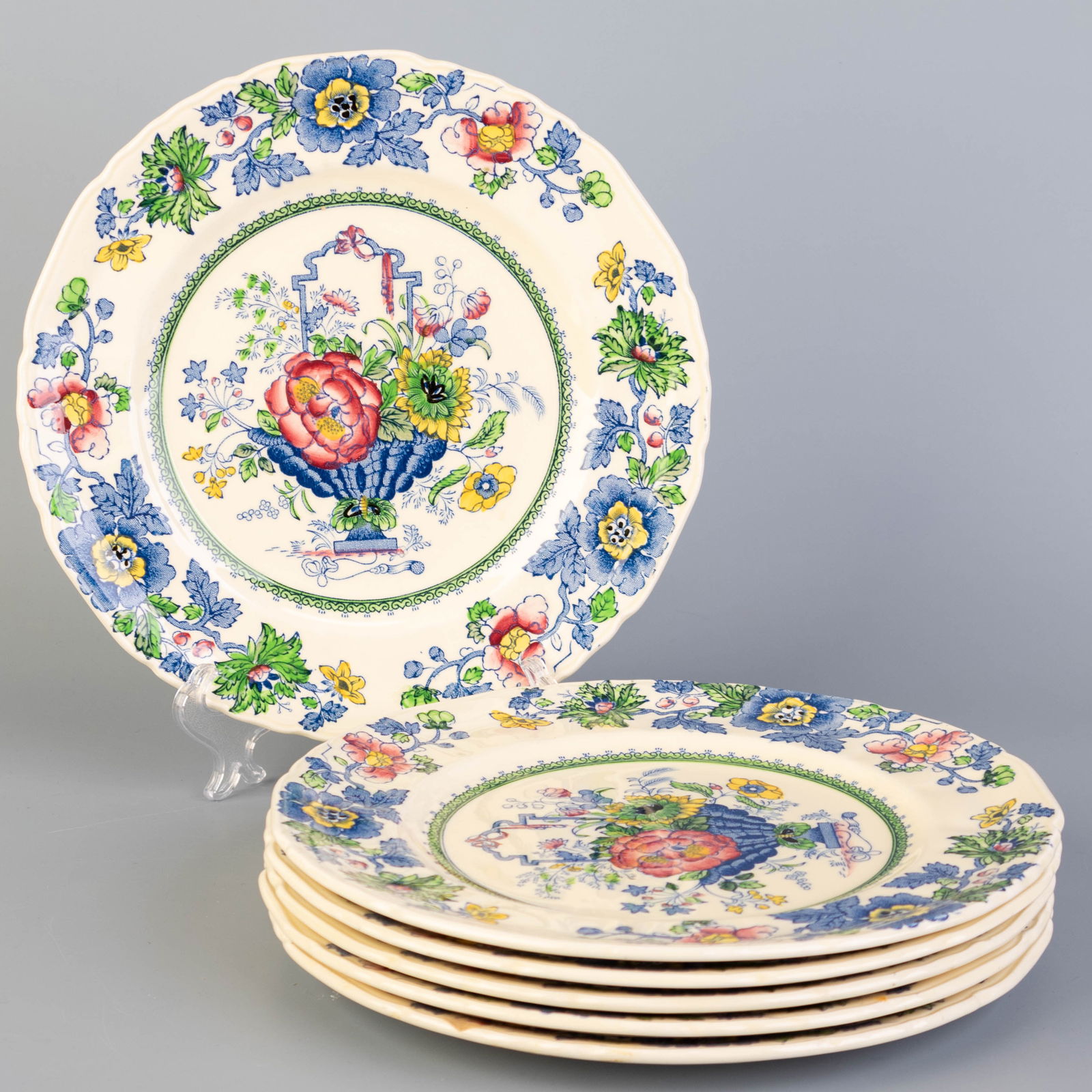 SIX MASON'S IRONSTONE CERAMIC PORCELAIN STRATHMORE PATTERN PLATES (1 of 3)