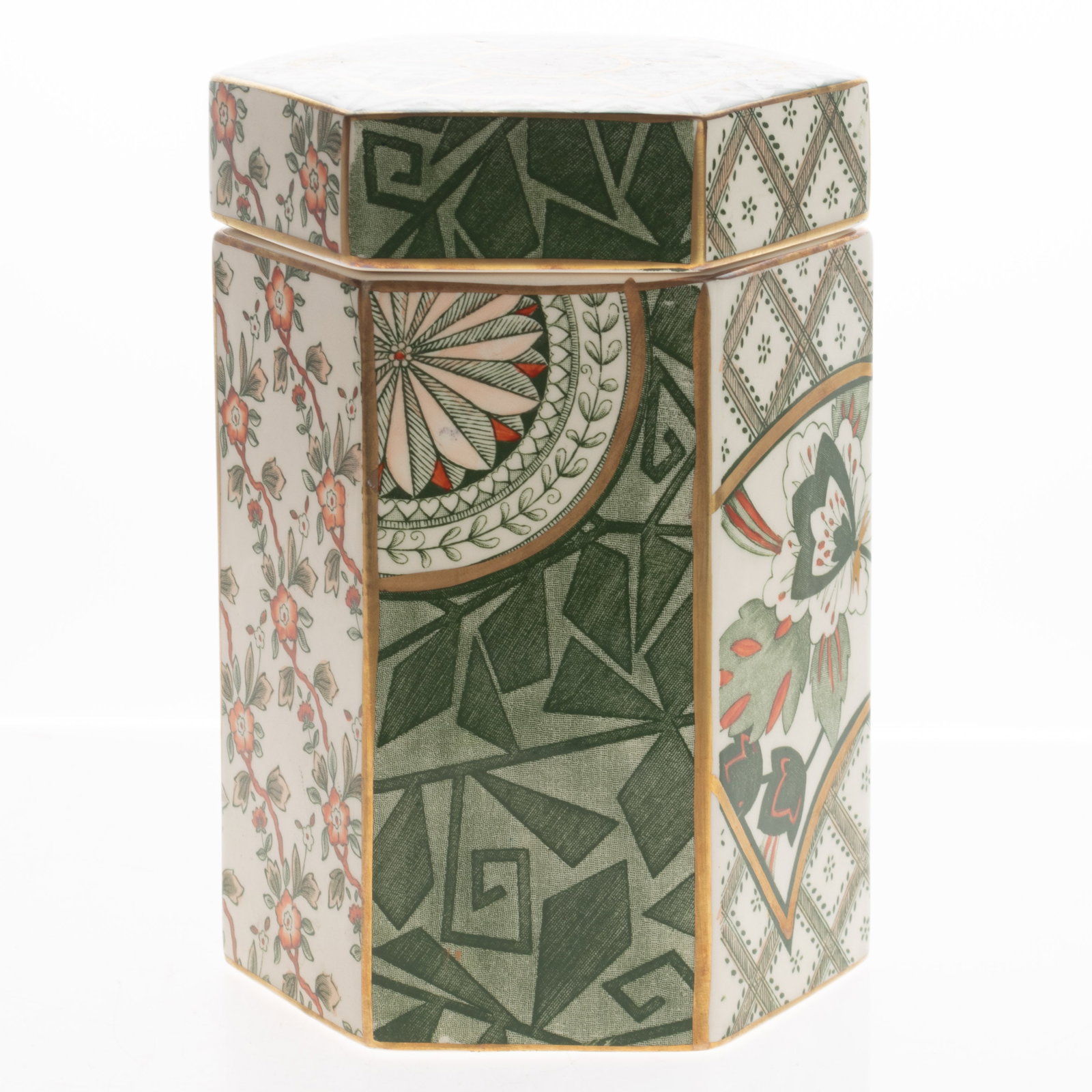 MASON'S IRONSTONE CERAMIC POTTERY AESTHETIC LIDDED TEA CADDY: Kindly examine all photographs provided in this listing or ask for a condition report. All items offered are in generally good, pre-owned condition, unless otherwise specifically described. The item i