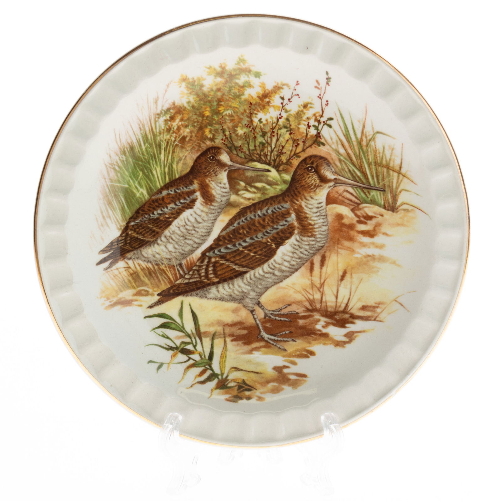 MID CENTURY SCOTTISH STUDIO PORCELAIN CERAMIC GAME HUNTING BIRDS THEME PLATE (1 of 3)