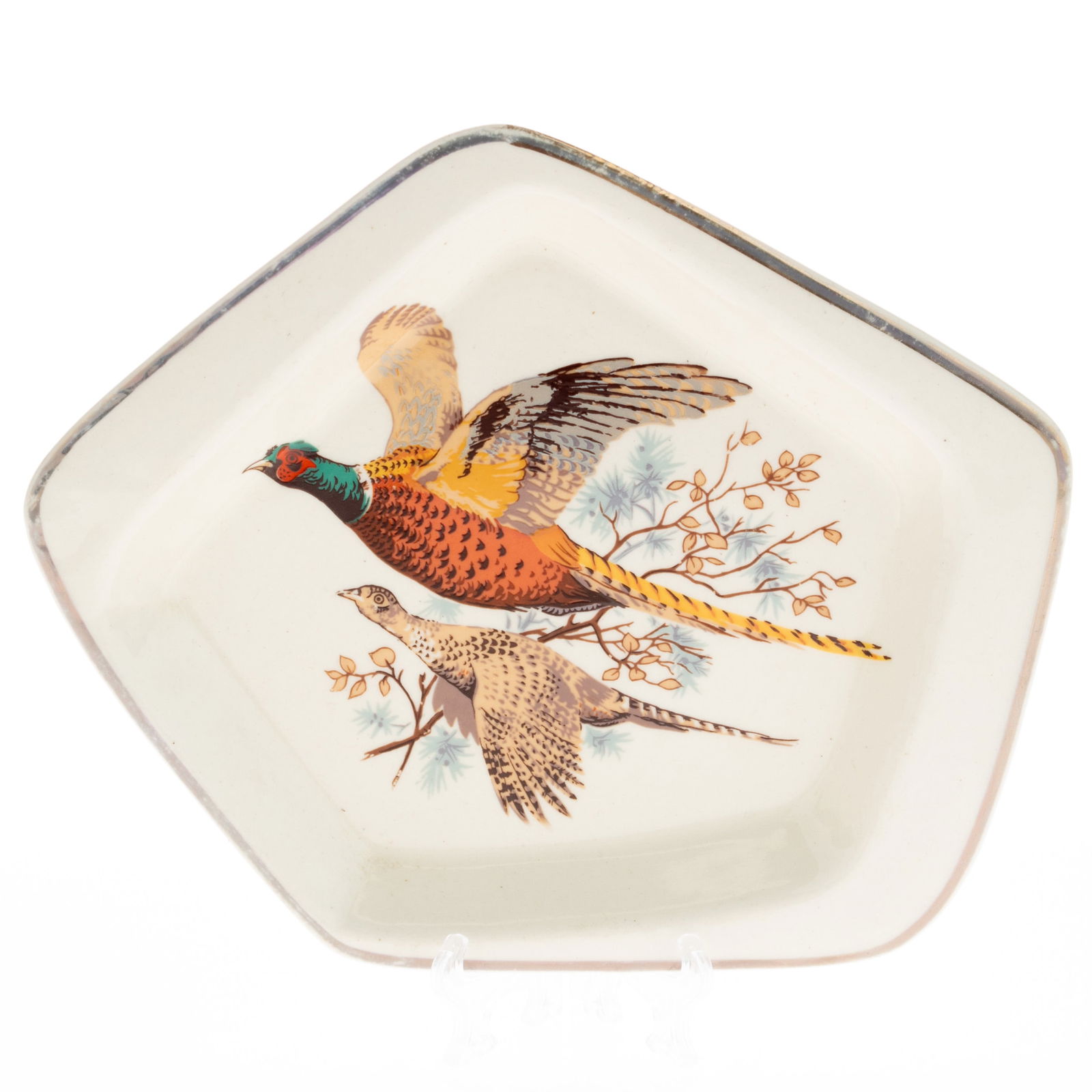 MID CENTURY ARGYLL SCOTTISH POTTERY CERAMIC GAME HUNTING PHEASANTS PLATE (1 of 3)