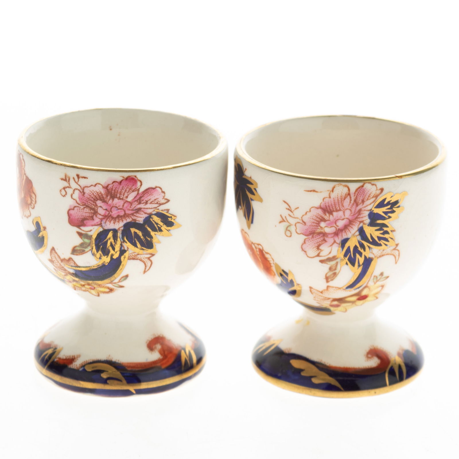 ANTIQUE SET OF MASON'S IRONSTONE CERAMIC POTTERY IMARI PATTERN EGG CUPS: Kindly examine all photographs provided in this listing or ask for a condition report. All items offered are in generally good, pre-owned condition, unless otherwise specifically described, sold as se