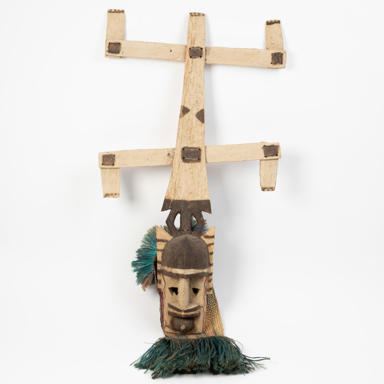 ANTIQUE LARGE DOGON KANAGA CARVED POLYCHROME WOOD TRIBAL ANGULAR MASK (1 of 4)