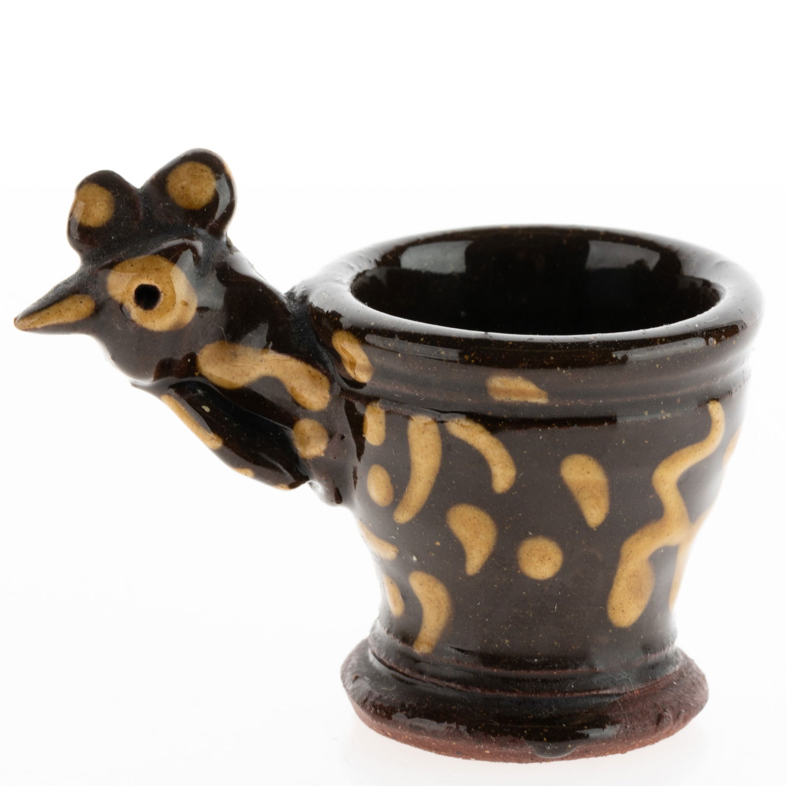 GLAZED STUDIO POTTERY CERAMIC HEN CUP: Kindly examine all photographs provided in this listing or ask for a condition report. All items offered are in generally good, pre-owned condition, unless otherwise specifically described, sold as se