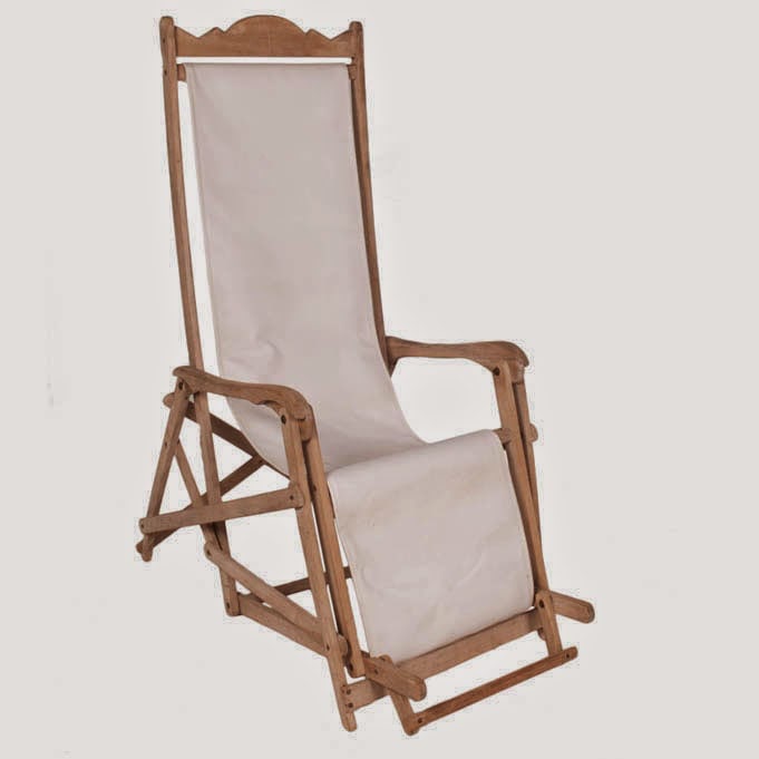 Chaise Lounge: 1900; White wood & cloth