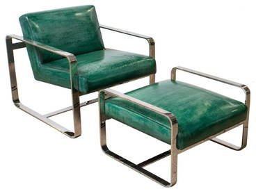 Milo Baughman Leather Lounge Chair & Ottoman (1 of 1)