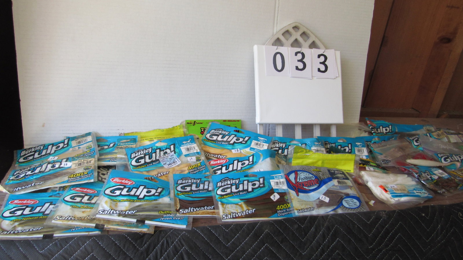 Large Lot of Berkley Gulp Bait: Up for auction is a large lot of Berkley Gulp bait, perfect for anglers looking to enhance their fishing tackle. This collection includes a variety of Gulp products, known for their lifelike scents an