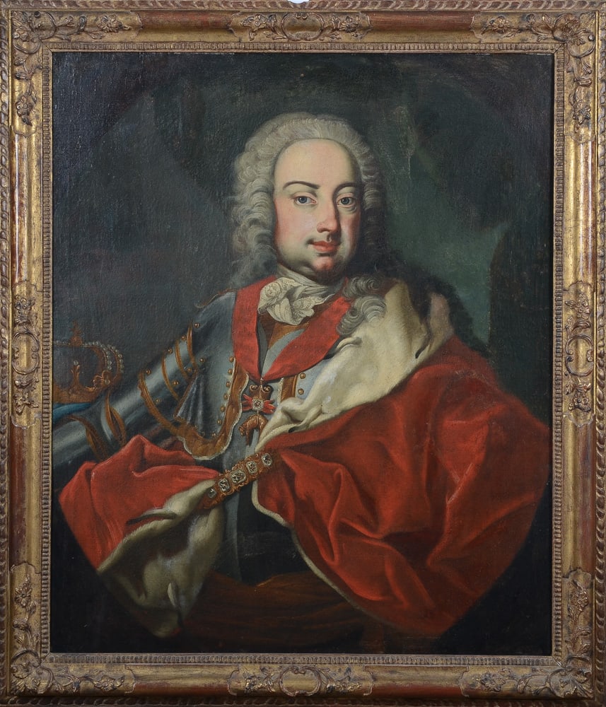 Maler des 18. Jhs. Porträt von Kaiser Franz I. Stephan von Lothringen. Öl/Lw., gerahmt, 88: Maler des 18. Jhs. Porträt von Kaiser Franz I. Stephan von Lothringen. Öl/Lw., gerahmt, 88 x 67 cm. **