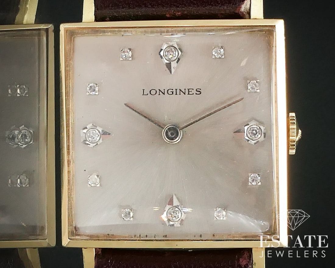 Vintage 14k Yellow Gold Longines Diamond Dial 428 Mens Dress Watch i13898 (1 of 6)