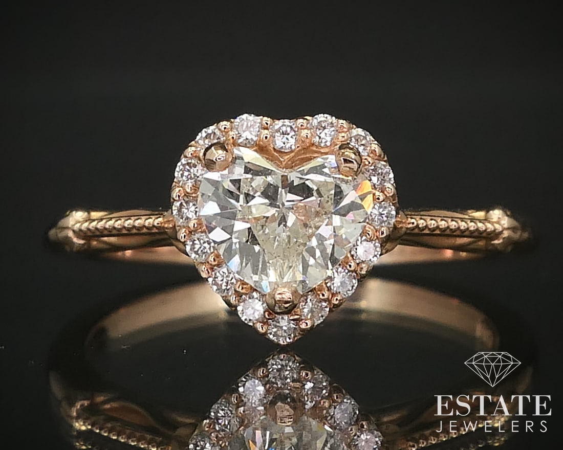 NEW 14k Rose Gold Heart Cut Natural .62ctw Diamond Engagement Ring 2.8g i4091 (1 of 5)
