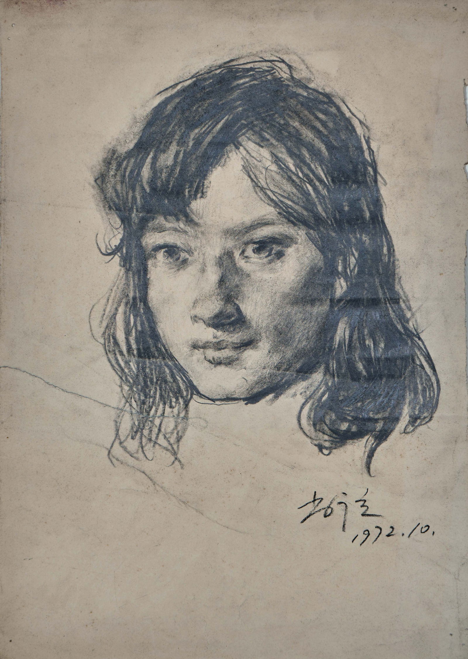 JIN SHANGYI(B.1934), SKETCH ON PAPER: JIN SHANGYI(B.1934), SKETCH ON PAPER Image Size: 16 by 11 in. 40 by 27 cm. Signed(lower right) Jin Shangyi is a 20th-century Chinese painter known for his realistic depictions of nudes, nationalistic