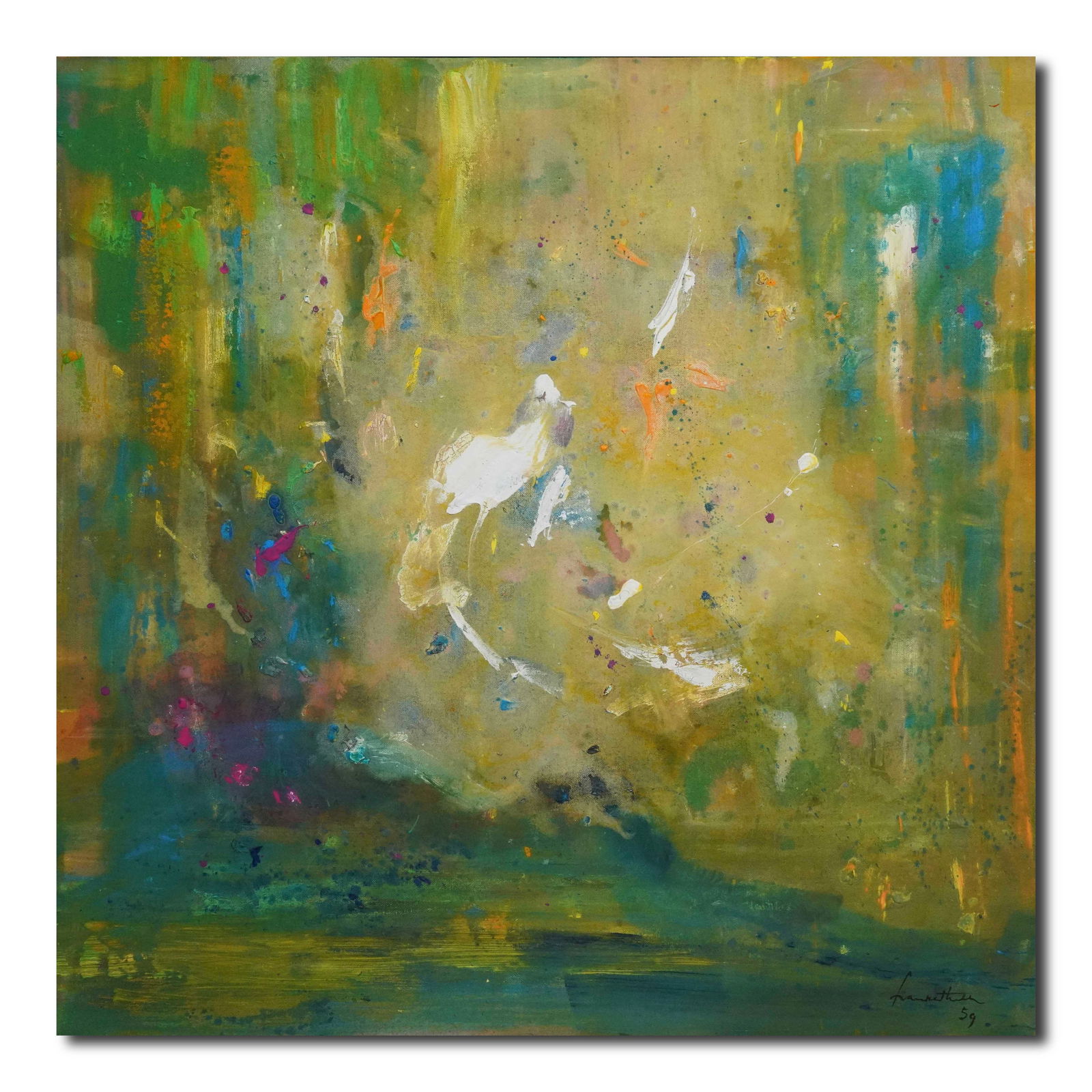 HELEN FRANKENTHALER(1928-2011), ACRYLIC ON CANVAS: HELEN FRANKENTHALER(1928-2011), ACRYLIC ON CANVAS Image Size: 39 1/4 by 39 1/4 inches(100 by 100 cm) Signed(lower right and reverse) Helen Frankenthaler(1928-2011) was a groundbreaking American abstra