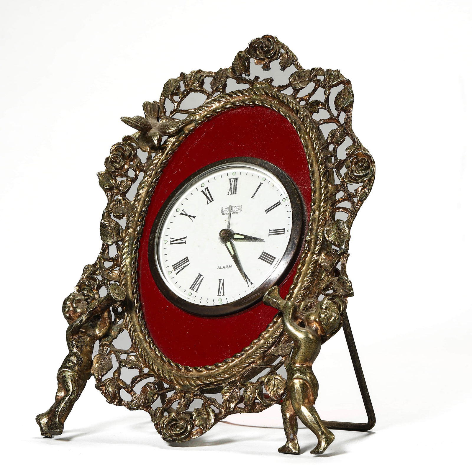 A JAPANESE GILT METAL TABLE CLOCK WITH CHERUB FRAME (1 of 8)