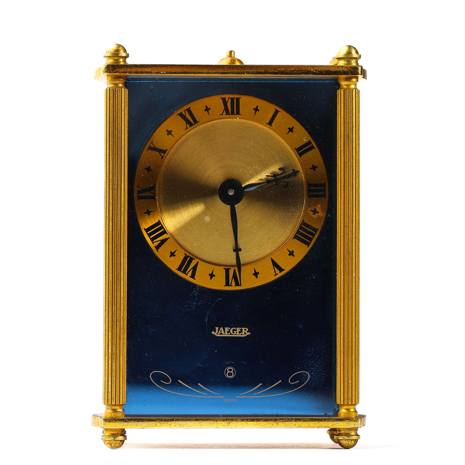 Swiss Gilt Brass Alarm Clock by Jaeger, Mid-20th Century (1 of 3)