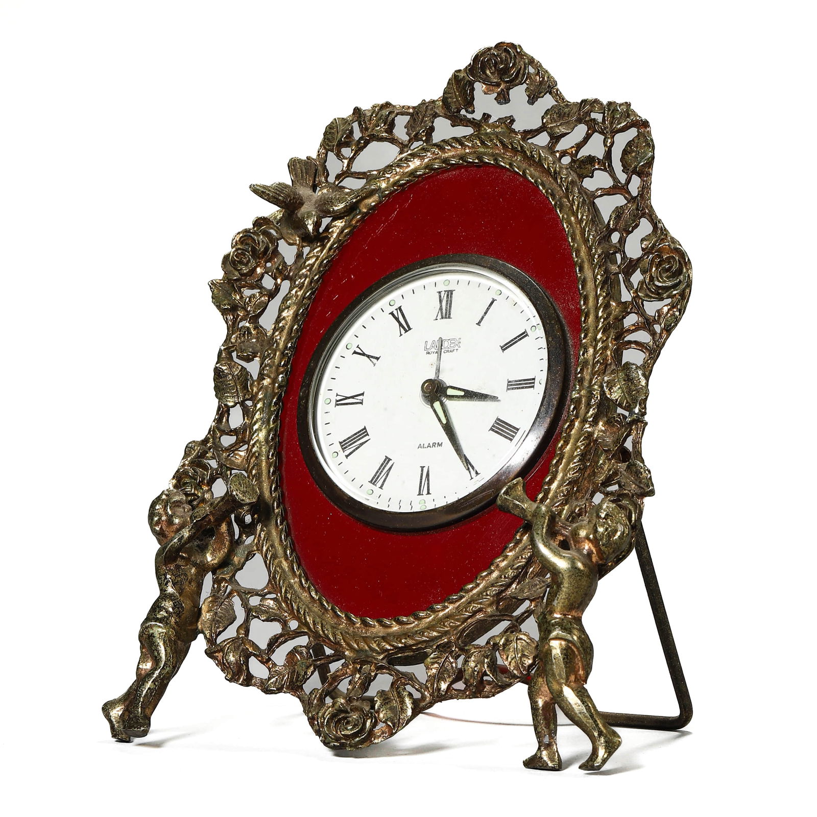 A JAPANESE GILT METAL TABLE CLOCK WITH CHERUB FRAME (1 of 8)
