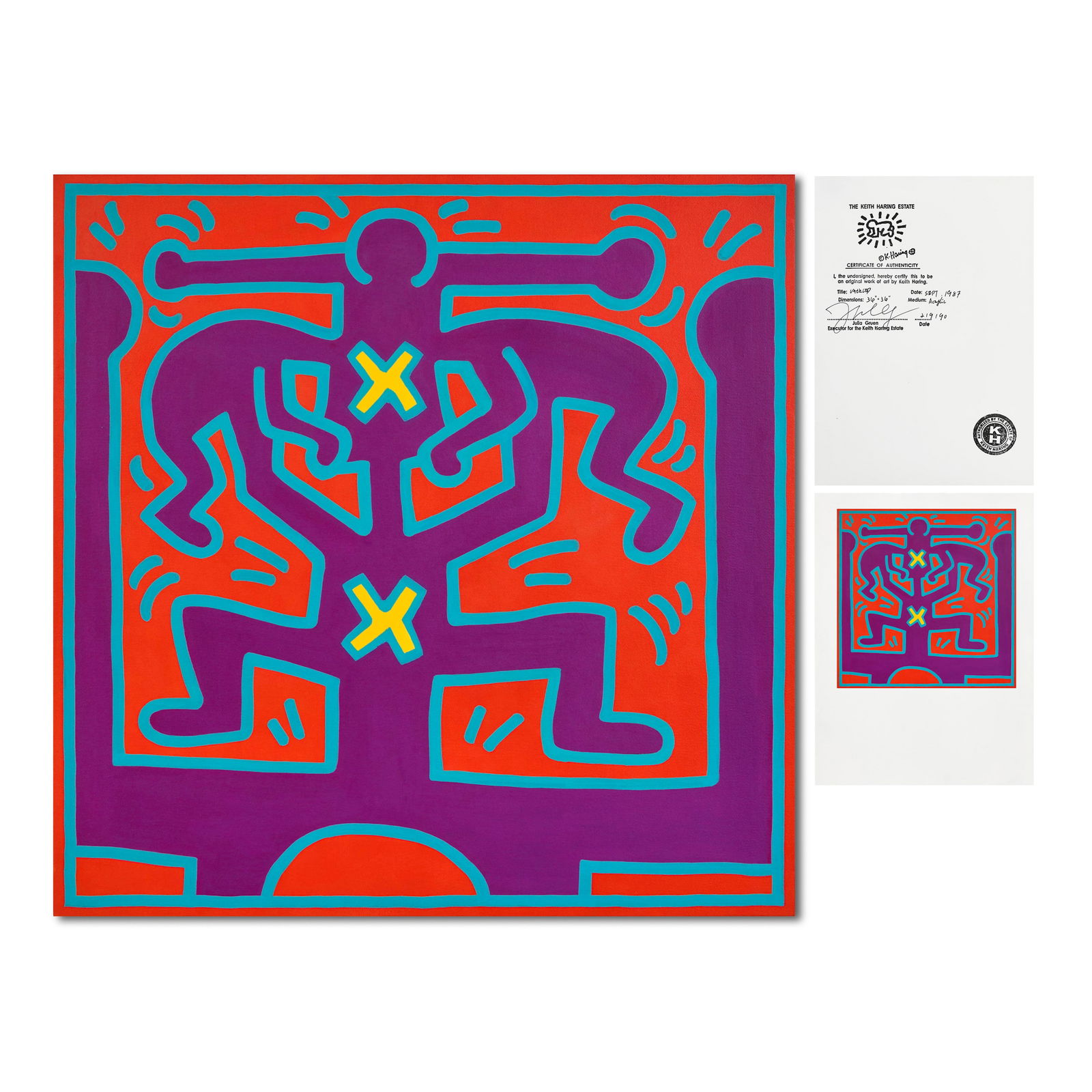 KEITH HARING (1958-1990), ACRYLIC ON CANVAS (1 of 2)