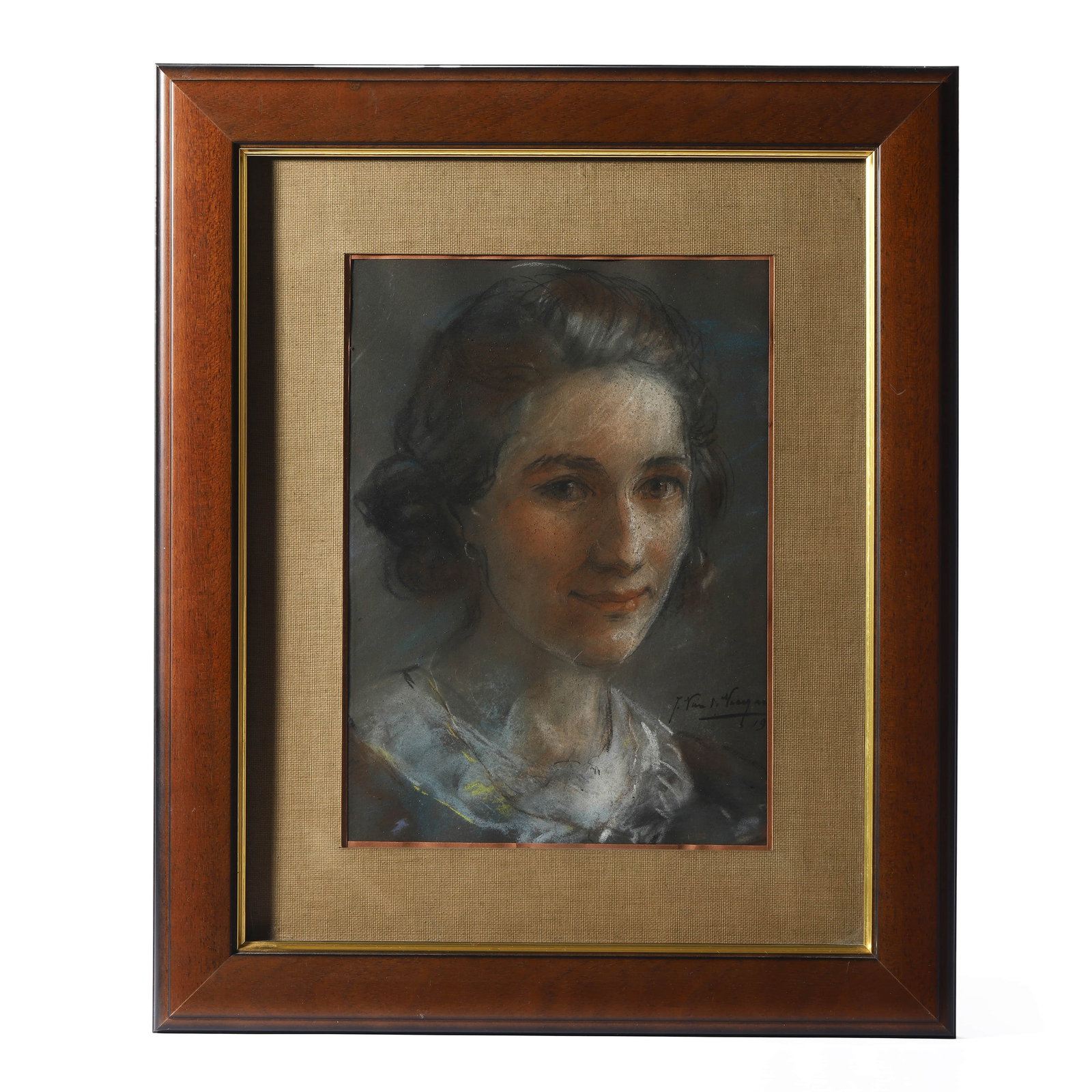 PORTRAIT OF A LADY: PORTRAIT OF A LADY Signature: The inscription reads lower right “J. Van d. Heyden” (partial date “19”) Medium: Pastel on paper Image size: 10 1/2 × 7 3/4 in (26.5 × 19.5 cm) Frame si
