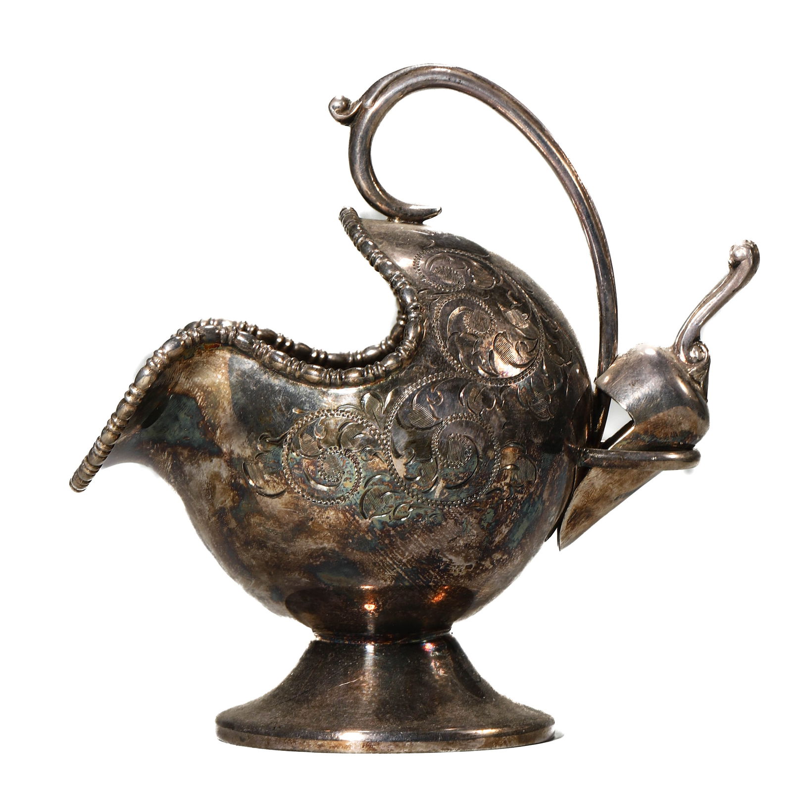 A SHEFFIELD SILVER SUGAR SCUTTLE WITH SCOOP (1 of 8)