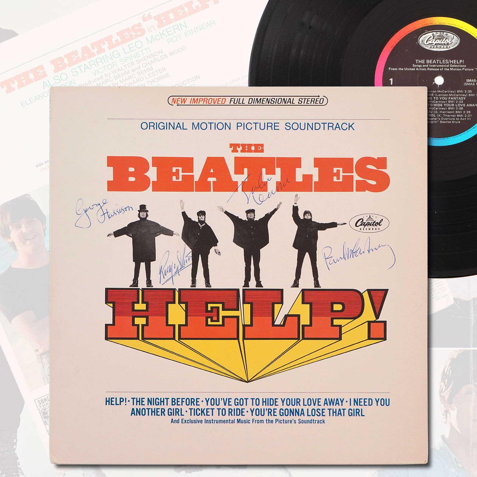 VERY RARE THE BEATLES "HELP!" FULLY SIGNED LP, 1965 (1 of 6)