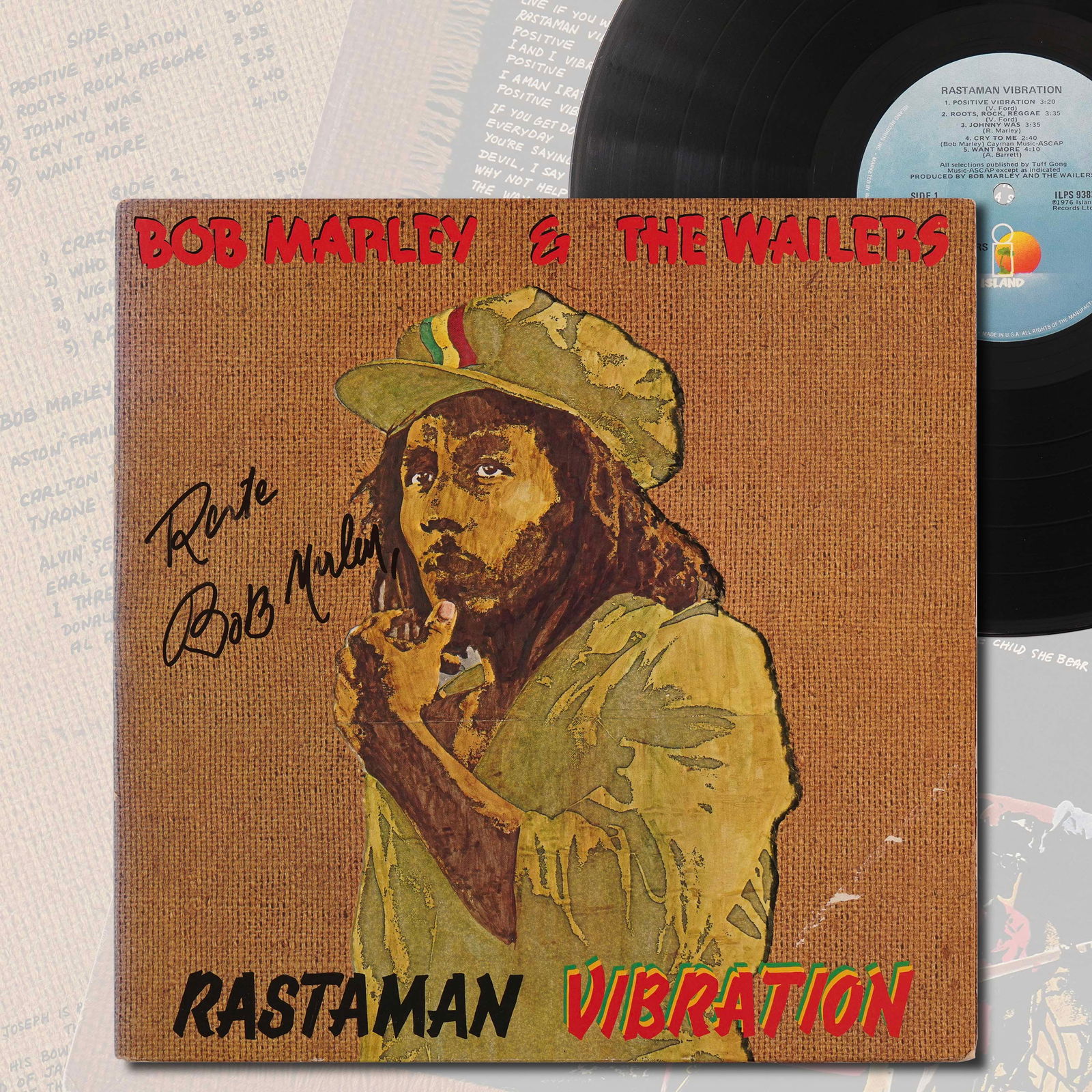 BOB MARLEY SIGNED LP "RASTAMAN VIBRATION," 1976 (1 of 5)