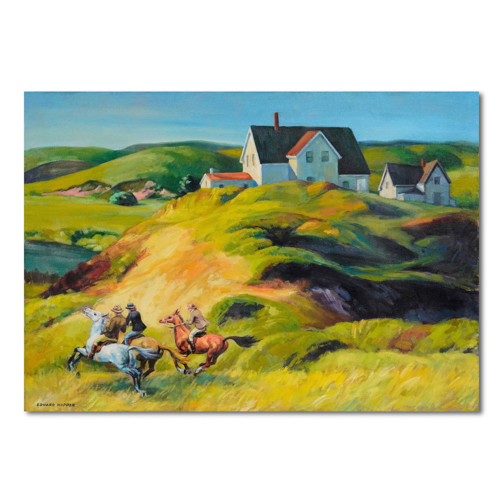 EDWARD HOPPER (1882-1967), OIL ON CANVAS: Image Dimensions: 71.1 cm x 102.2 cm (28 x 40 1/4 in) Signed (lower left) This painting by Edward Hopper captures the essence of his distinctive style: a portrayal of the American landscape imbued wit