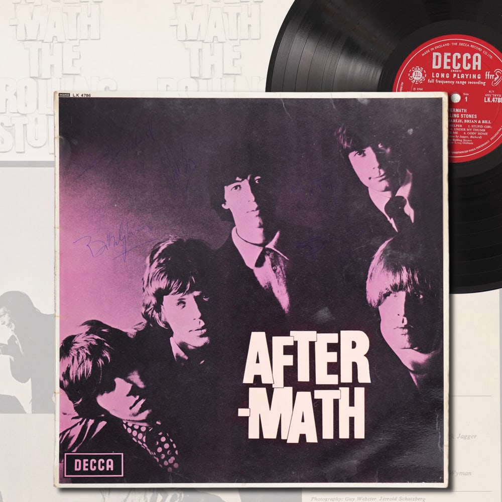 THE ROLLING STONES FULLY SIGNED LP "AFTERMATH," 1966 (1 of 5)