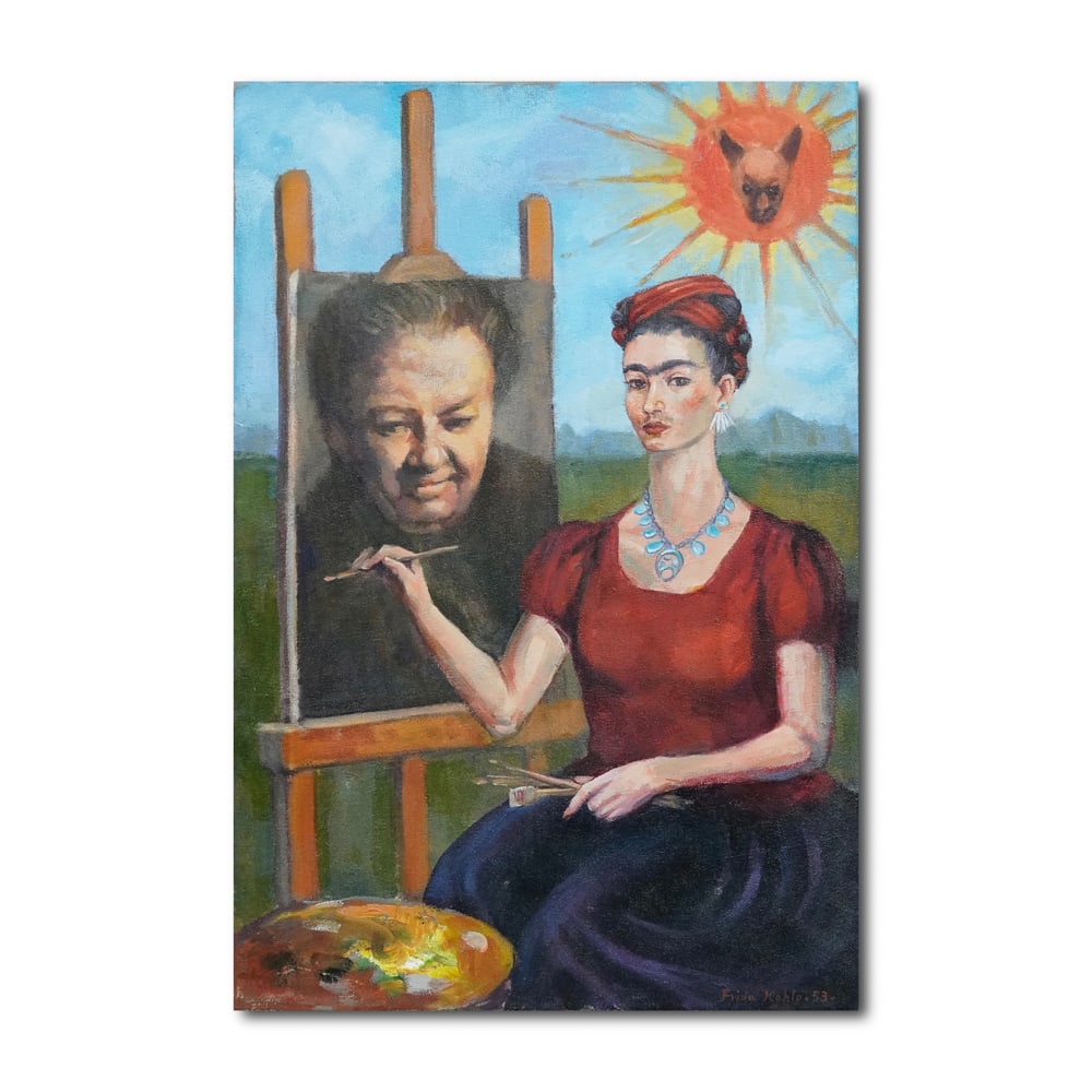 FRIDA KAHLO (1907-1954), OIL ON CANVAS: Signed (lower right) Image Dimensions: 60 x 40 cm (23 1/2 x 15 3/4 in) This late self-portrait by Frida Kahlo encapsulates the profound resilience and unyielding spirit that defined her life and art.