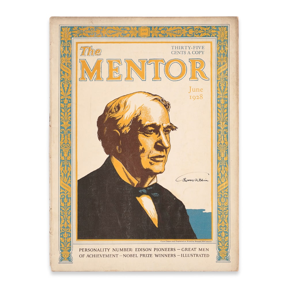 THOMAS EDISON SIGNED "THE MENTOR" MAGAZINE, JUNE 1928 (1 of 3)