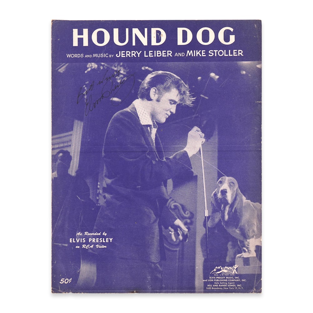 ELVIS PRESLEY SIGNED SHEET MUSIC COVER – "HOUND DOG" (1 of 3)