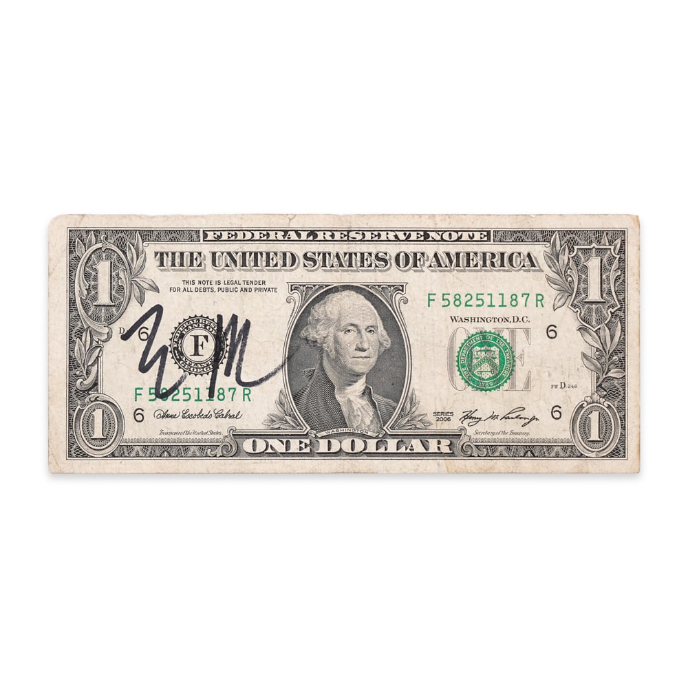 ELON MUSK SIGNED ONE DOLLAR BILL (1 of 2)