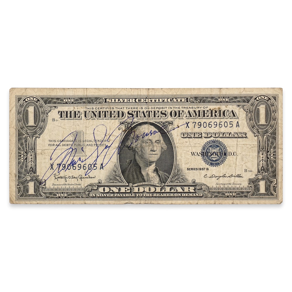 MARILYN MONROE SIGNED 1957-B ONE DOLLAR SILVER CERTIFICATE (1 of 2)