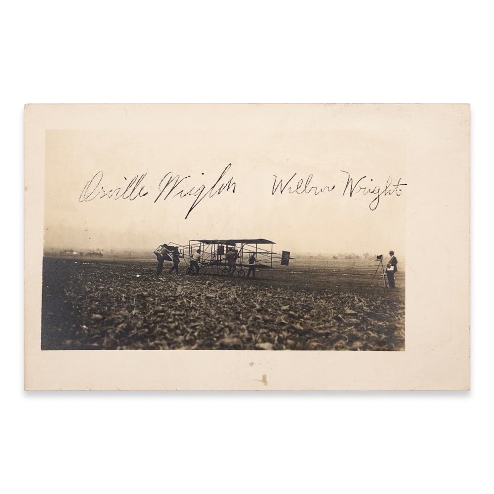 ORVILLE AND WILBUR WRIGHT SIGNED POSTCARD (1 of 2)