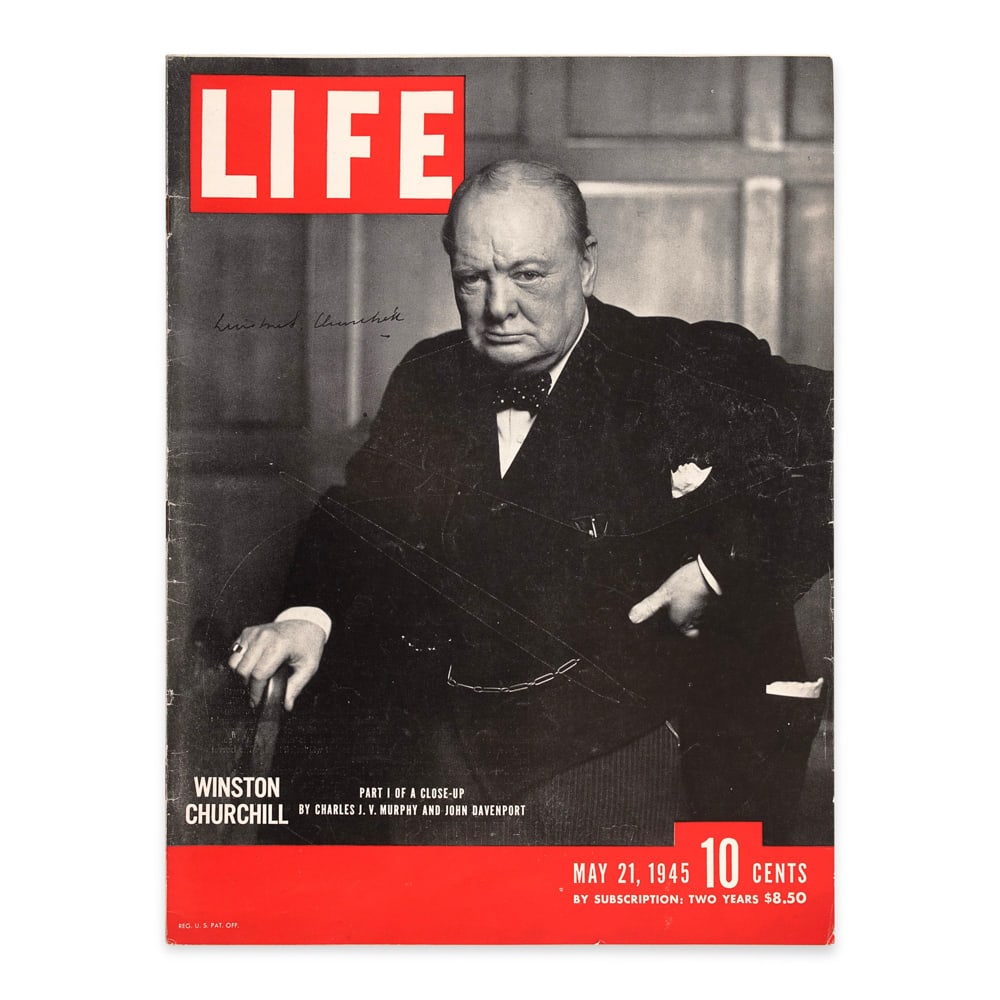 WINSTON CHURCHILL SIGNED LIFE MAGAZINE (MAY 21, 1945) (1 of 3)