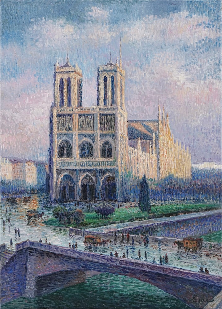 MAXIMILIEN LUCE (1858-1941), OIL ON CANVAS: Image Dimensions: 27 1/2 x 19 3/4 in (70 x 50 cm) Signed (lower right) This painting comes with COA. Maximilien Luce (1858-1941) was a pivotal figure in the Neo-Impressionist movement and a committed