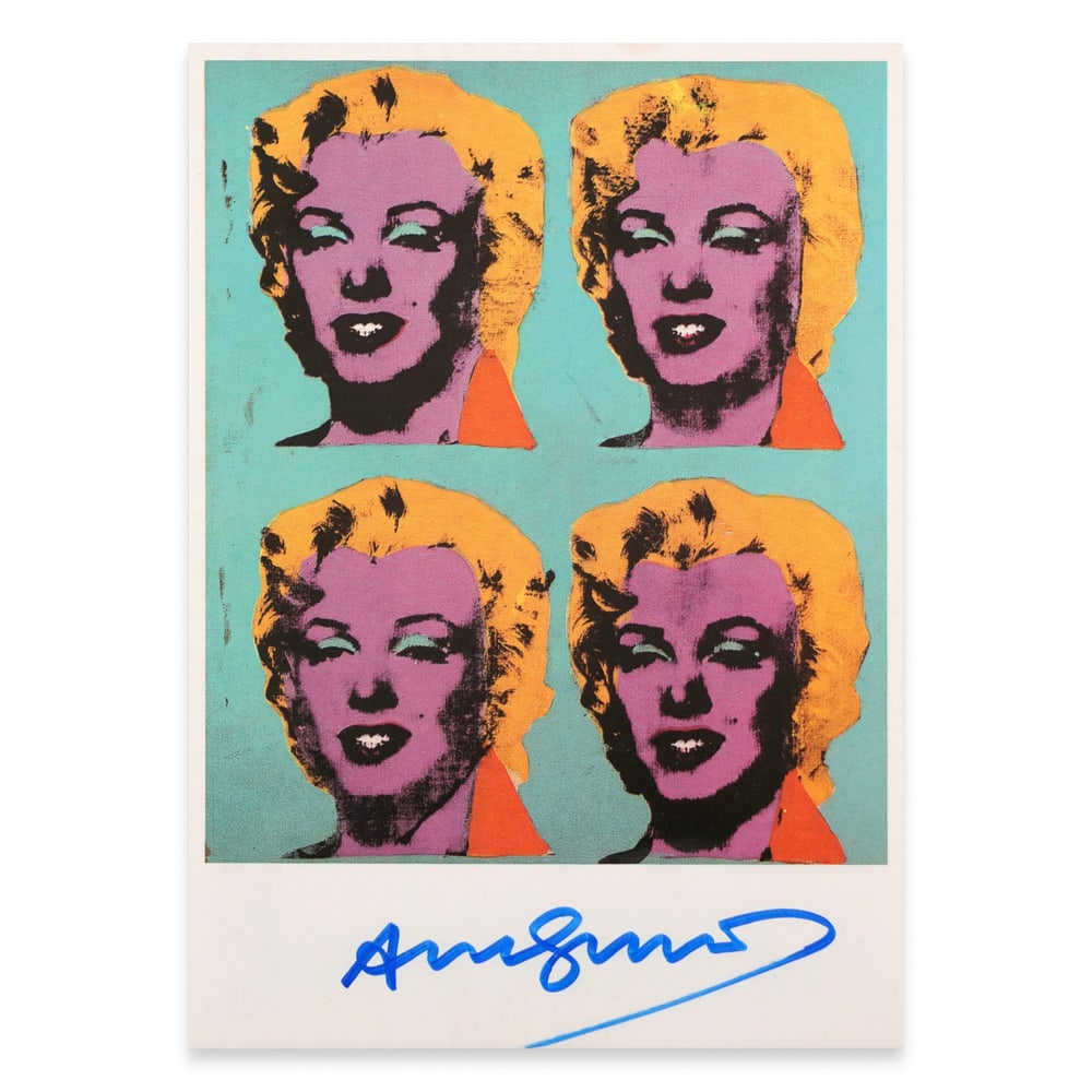 ANDY WARHOL SIGNED POSTCARD OF "MARILYN MONROE" (1962): 5 7/8 x 4 1/8 in (15 x 10.5 cm) Provenance and Authentication:This collectible has undergone a rigorous forensic evaluation. The signatures were carefully analyzed across multiple criteria, including