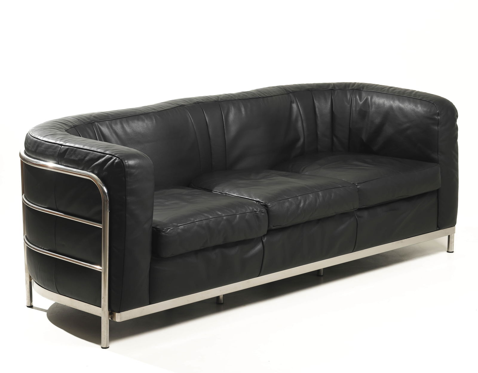 BLACK LEATHER THREE-SEAT SOFA (1 of 6)