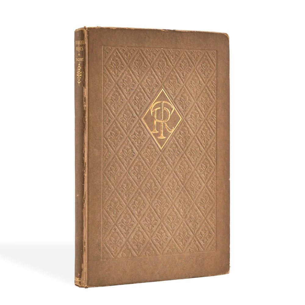 RABINDRANATH TAGORE SIGNED BOOK "THOUGHT RELICS": Image Dimensions: 9 1/8 x 6 1/8 in (23.2 x 15.7 cm) Provenance and authentication: This collectible has undergone a rigorous forensic evaluation. The signatures were carefully analyzed across multiple