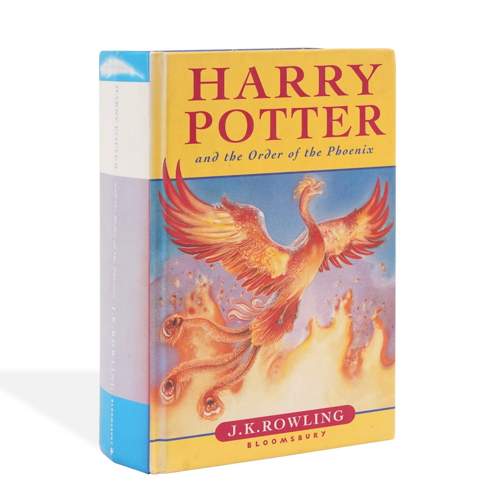 J.K. ROWLING SIGNED HARRY POTTER AND THE ORDER OF THE PHOENIX FIRST EDITION BOOK: 8 x 5 3/8 in (20.4 x 13.5 cm) This signed first edition copy of Harry Potter and the Order of the Phoenix represents a crucial turning point in the Harry Potter series, both thematically and
