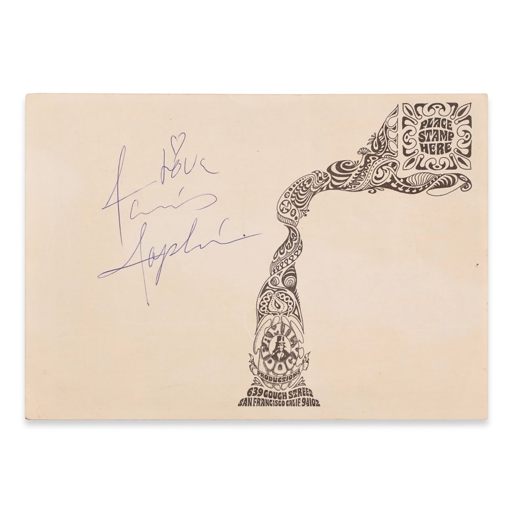 JANIS JOPLIN SIGNED POSTCARD - 2
