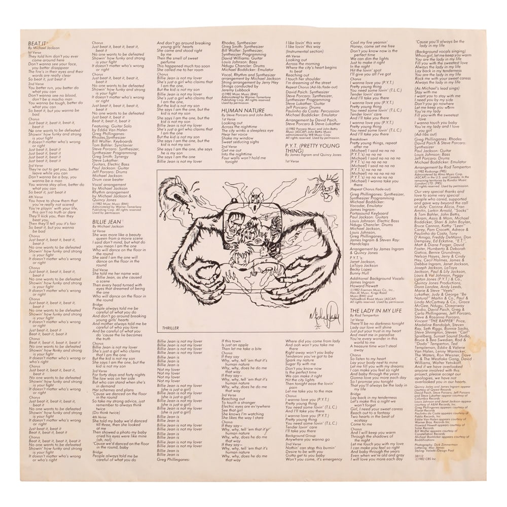 MICHAEL JACKSON SIGNED THRILLER LP - 5