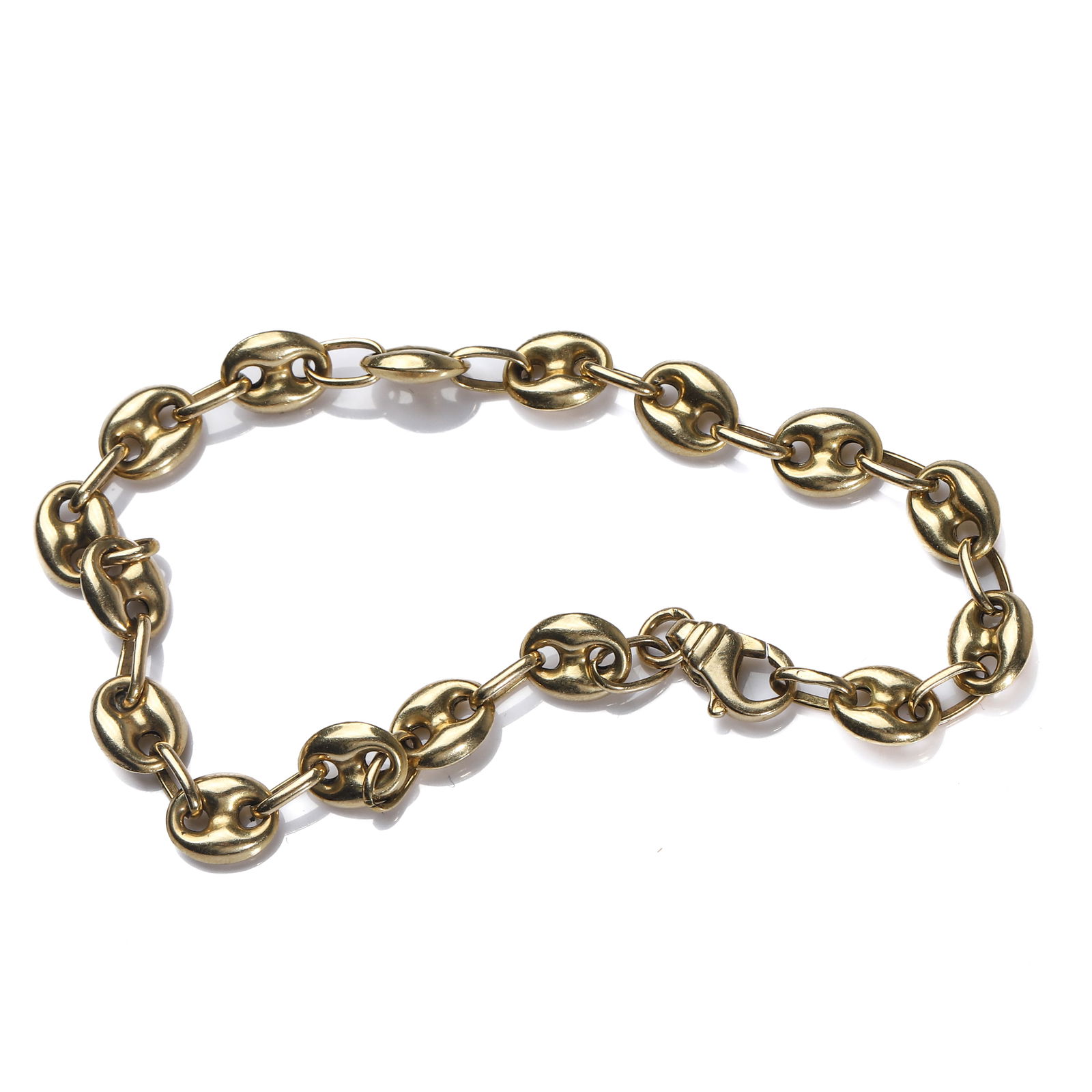 FRENCH RETRO PERIOD 18K GOLD “PIG NOSE?? LINK BRACELET: Dimensions Length: 7 1/2 in (19 cm); Weight: 7.7 g Description A refined French Retro-period bracelet, crafted in solid 18K gold, featuring the distinctive and highly collectible “pig nose”