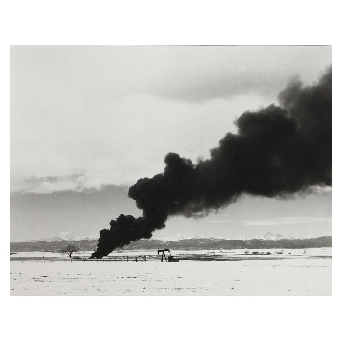 ROBERT ADAMS (B. 1937)BURNING OIL SLUDGE, WELD COUNTY, COLORADO: Artist ROBERT ADAMS (B. 1937) Title BURNING OIL SLUDGE, WELD COUNTY, COLORADO Medium Gelatin silver photograph, mounted on board Signature Signed in pencil on the lower right on the reverse