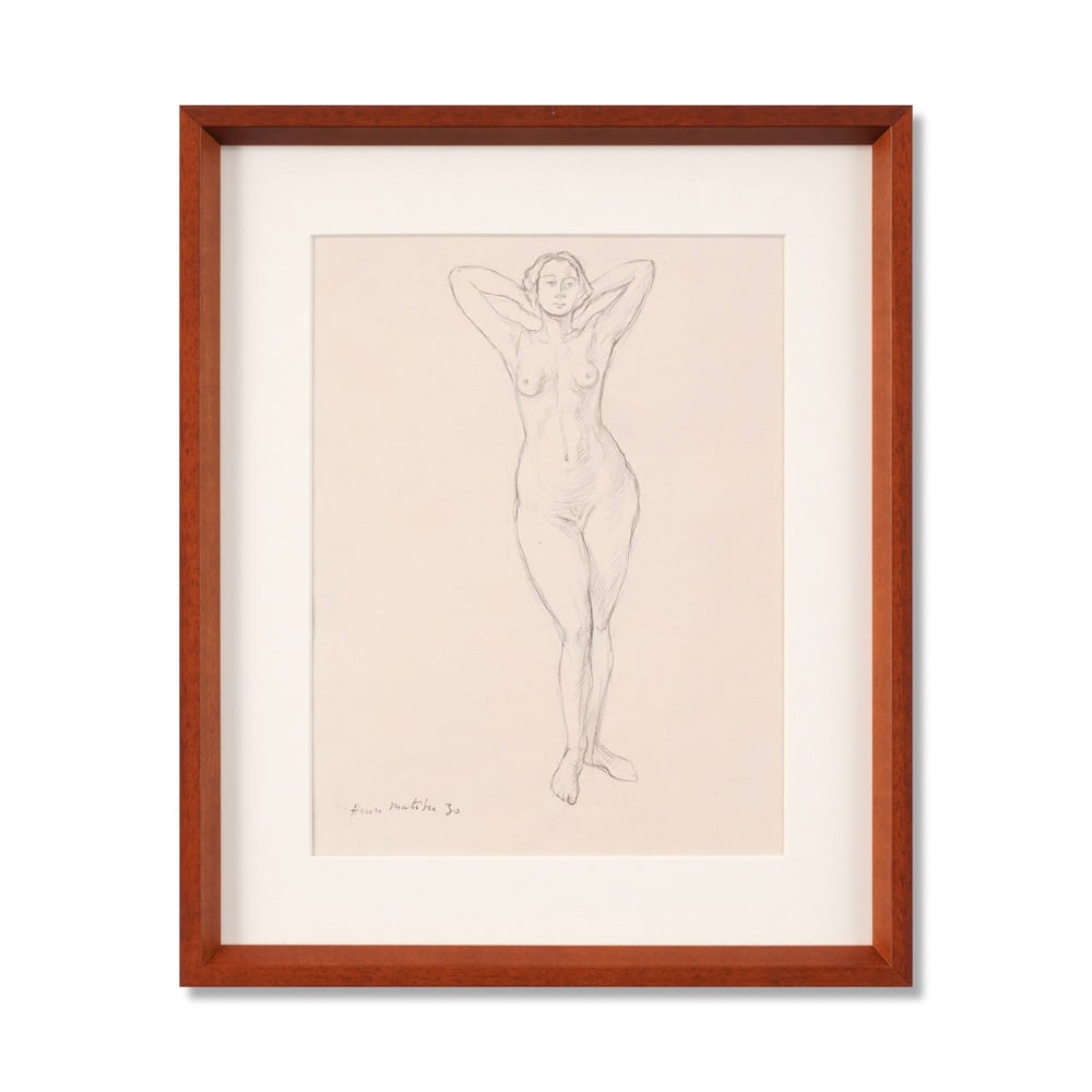 HENRI MATISSE (1869-1954), PENCIL ON PAPER: Signed (lower left) Image Dimensions: 13 1/8 x 10 in (33.2 x 25.4 cm) Framed Dimensions: 18 x 15 in (45.7 x 38 cm) This painting comes with COA. Henri Matisse remains one of the most influential maste