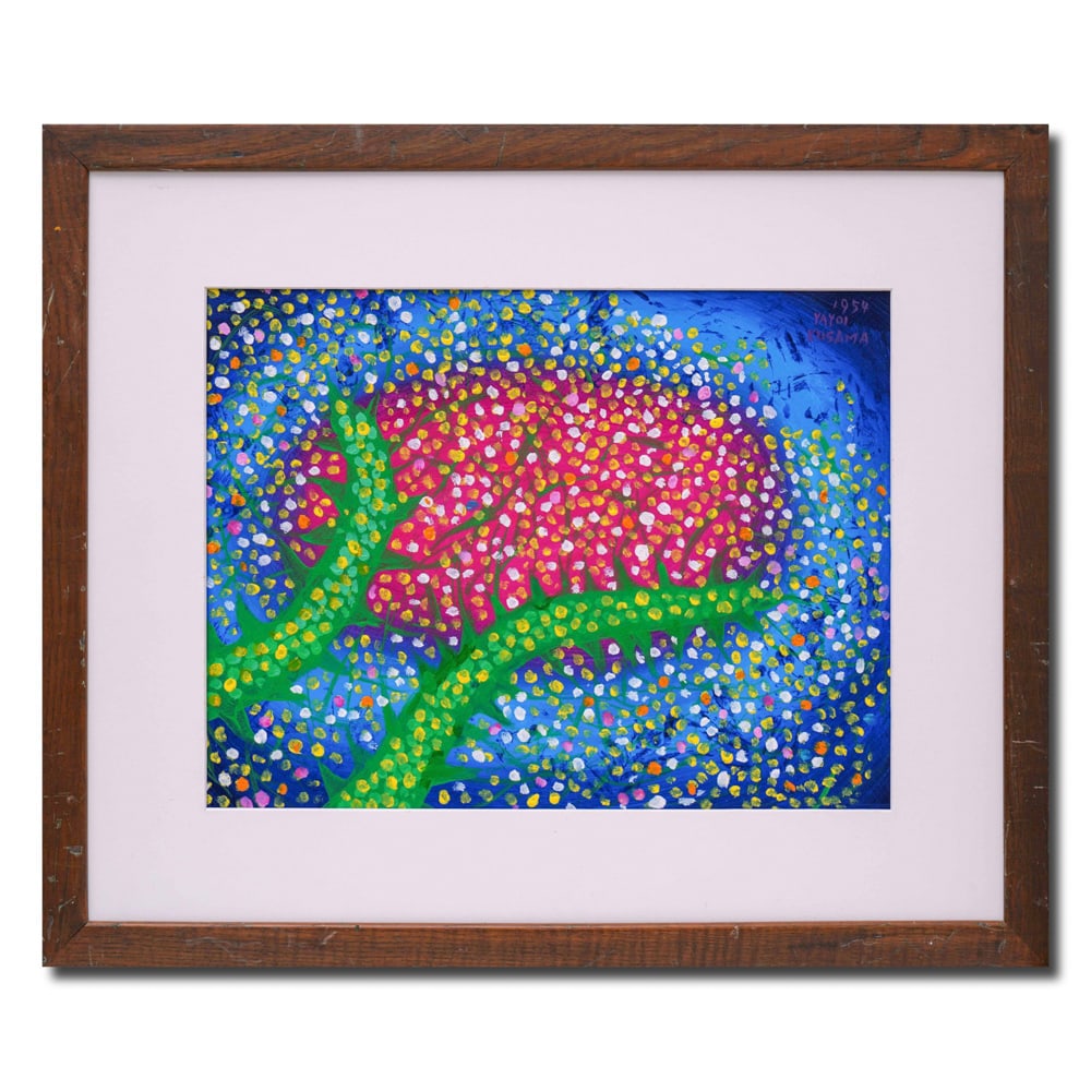 YAYOI KUSAMA (B.1929), GOUACHE ON PAPER: Image Dimensions: 15 5/8 by 11 3/4 in (40 by 30 cm) Signed (upper right) This painting comes with COA. Yayoi Kusama (B.1929) is a Japanese contemporary artist who works primarily in sculpture and