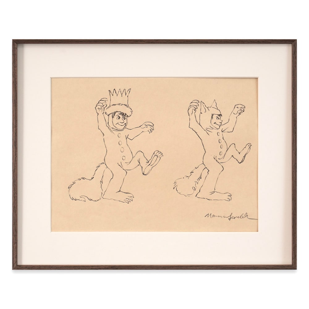 MAURICE SENDAK SIGNED ORIGINAL SKETCH: Image Dimensions: 11 3/4 x 8 5/8 in (29.7 x 22 cm) Framed Dimensions: 16 1/8 x 13 1/4 in (41 x 33.5 cm) Provenance and Authentication: This collectible has undergone a rigorous forensic evaluation. Th
