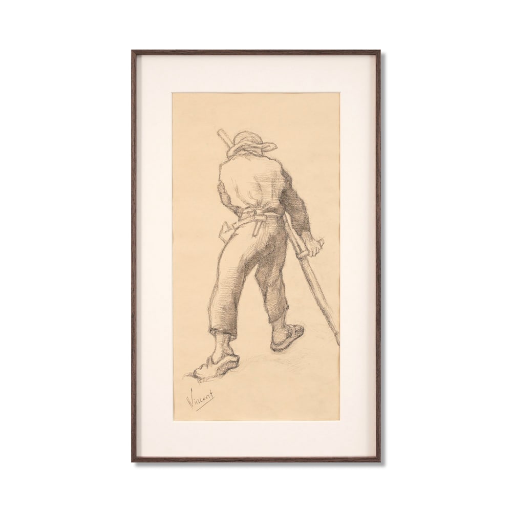 VINCENT VAN GOGH (1853-1890), PENCIL ON PAPER: Signed (lower left) Image Dimensions: 17 1/4 x 8 3/4 in (43.8 x 22.3 cm) Framed Dimensions: 21 1/2 x 13 in (54.5 x 33 cm) This painting comes with COA. Vincent van Gogh stands as one of the most profo