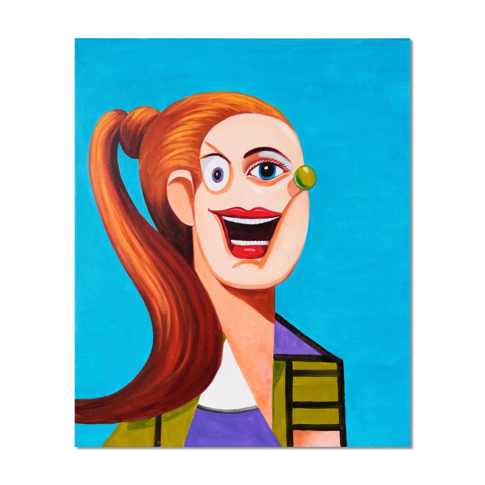 GEORGE CONDO (B.1957), ATTRIBUTED TO, OIL ON CANVAS: Signed (reverse) Image Dimensions: 39 x 32 in (99 x 81 cm) Portrait of a Laughing Lady, created in 2008 by George Condo, is a definitive example of the artist's style known as Psychological Cubism.